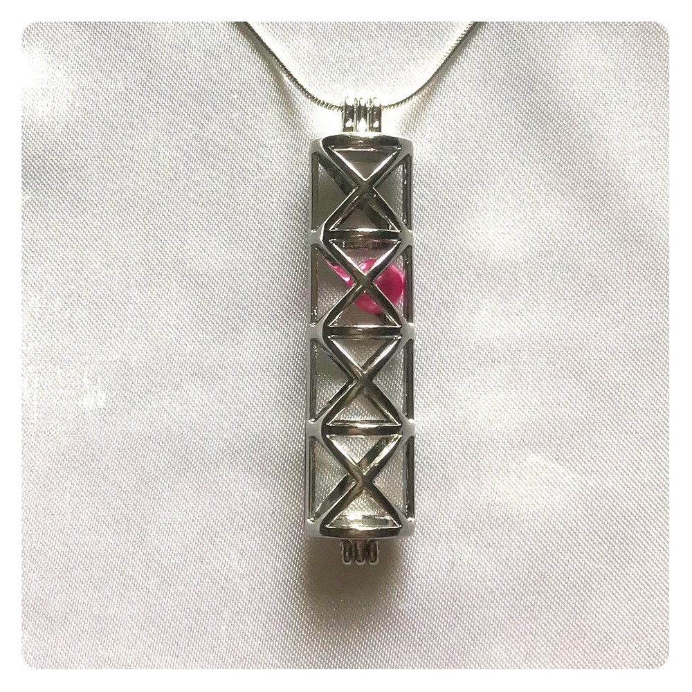 New Silver cross cylindrical cage mystery pearl